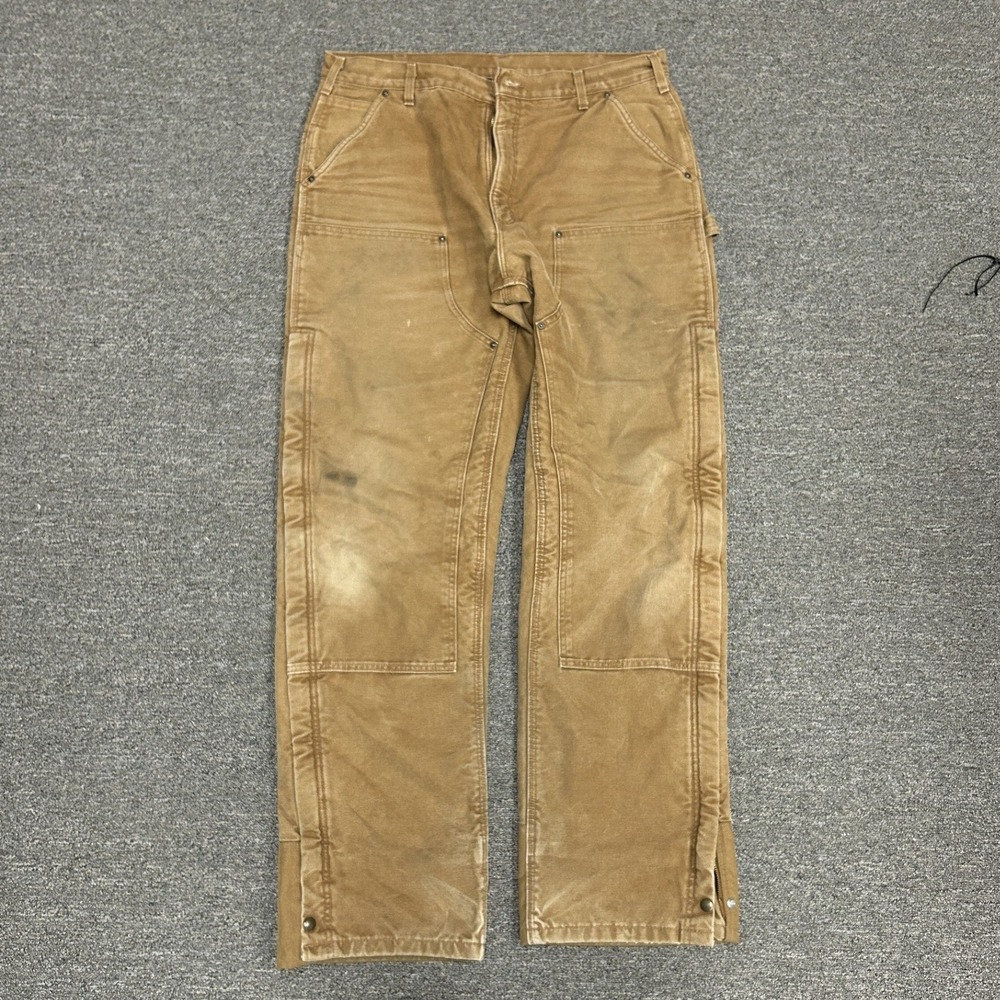 Carhartt Double Knee Pants Mens 38x36 Brown Quilt Lined B194 211 Dungaree Fit